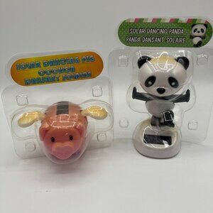 Solar Dancing Panda‎ Bear and Pig New in the Box Panda 4"H Pig 2.5"H